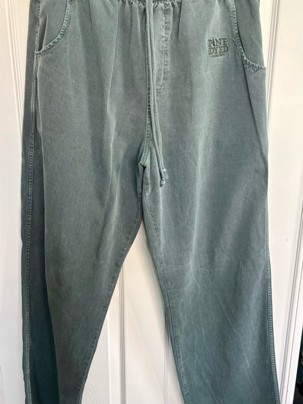 Relaxed Drawstring pants in Washed Teal by Pine Dyed